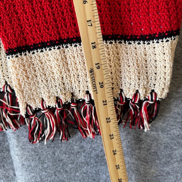 Marc Cain Red Striped Organic Cotton Cardigan Fringe Hem Knit Germany Size 6 - Picture 12 of 16